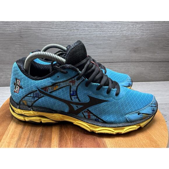 Mizunu Womens Wave Inspire 10 Running Shoes Blue Yellow J1GD144410 - Size 9 - Picture 1 of 9
